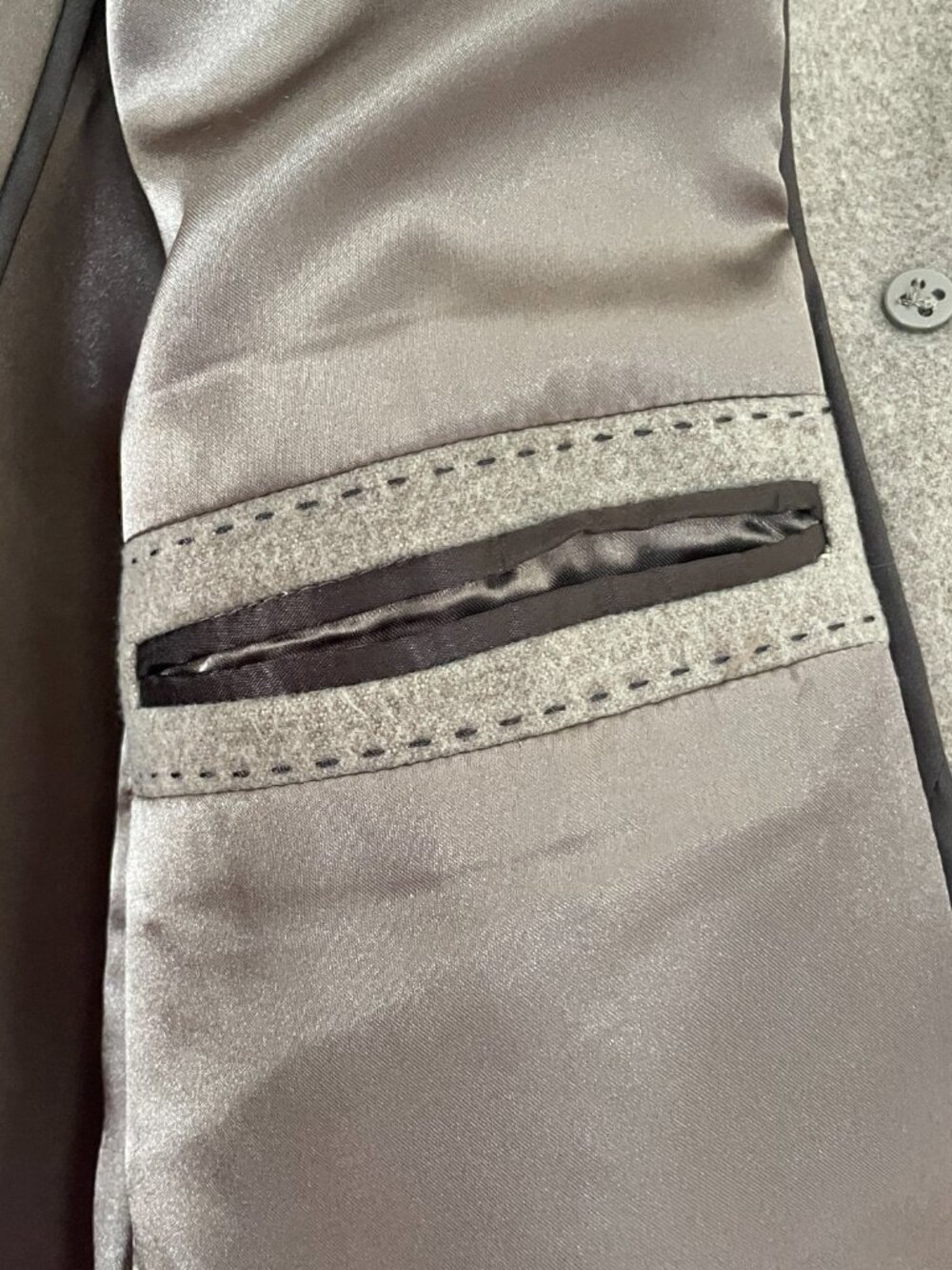 Calvin Klein Taupe/Brown Pea Coat, Size 16 Double Breasted - Picture 8 of 16